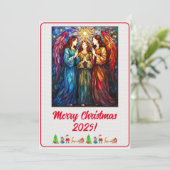 Aangepaste Digitale Kerst 3 Engelen Gebrandschilde Kaart (Staand voorkant)