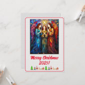 Aangepaste Digitale Kerst 3 Engelen Gebrandschilde Kaart (Voorkant / Achterkant in situ)