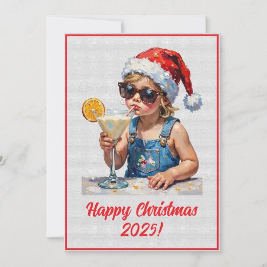 Aangepaste digitale kerst baby drinkt melk Kerstmi Kaart (Voorkant)
