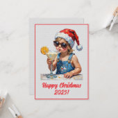 Aangepaste digitale kerst baby drinkt melk Kerstmi Kaart (Voorkant / Achterkant in situ)
