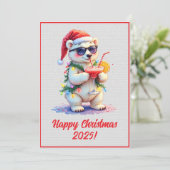 Aangepaste digitale kerstpoolbeerwelp Kerstmis Kaart (Staand voorkant)