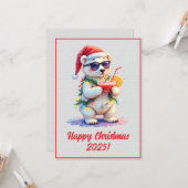 Aangepaste digitale kerstpoolbeerwelp Kerstmis Kaart (Voorkant / Achterkant in situ)