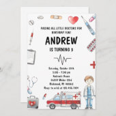 Aangepaste Digitale Kinder Dokter Verjaardagsfeest Kaart (Voorkant / Achterkant)