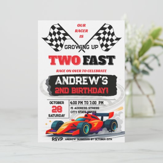 Aangepaste digitale Race Cars Verjaardagsfeest Kaart (Staand voorkant)