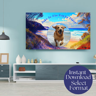 Aangepaste Digitale Strand Happy Place TV Art Poster