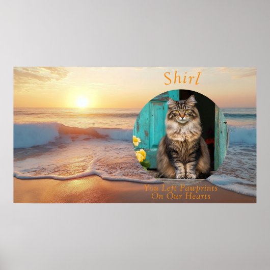 Aangepaste Digitale Strand Kat Memorial TV Art Poster (Voorkant)