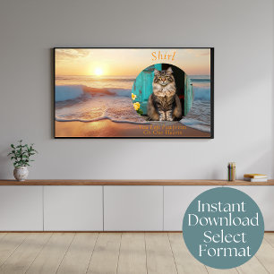 Aangepaste digitale strandkat-herdenkings-tv-kunst poster