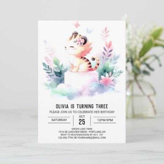 Aangepaste Digitale Tijger Verjaardag Kaart (Staand voorkant)