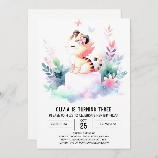 Aangepaste Digitale Tijger Verjaardag Kaart (Voorkant / Achterkant)