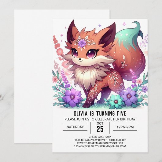 Aangepaste digitale verjaardag van de vos kaart (Voorkant / Achterkant)