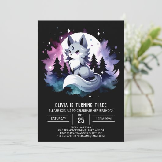 Aangepaste Digitale Wolf Verjaardag Kaart (Staand voorkant)