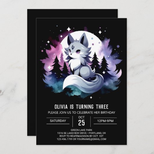 Aangepaste Digitale Wolf Verjaardag Kaart (Voorkant / Achterkant)