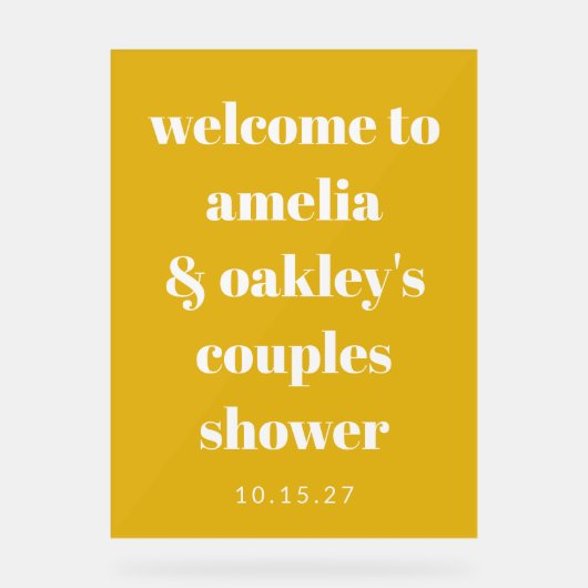 Aangepaste dikke gele koppel bruiloft moderne welk acryl bord (Voorkant)