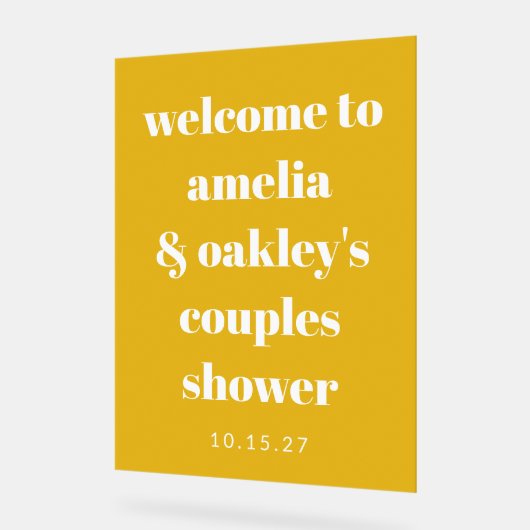 Aangepaste dikke gele koppel bruiloft moderne welk acryl bord (Hoek)