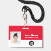 Aangepaste dikke rode personeelsfoto naam logo sle badge (Voorzijde met lanyard)