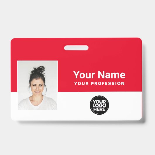 Aangepaste dikke rode personeelsfoto naam logo sle badge (Voorzijde)