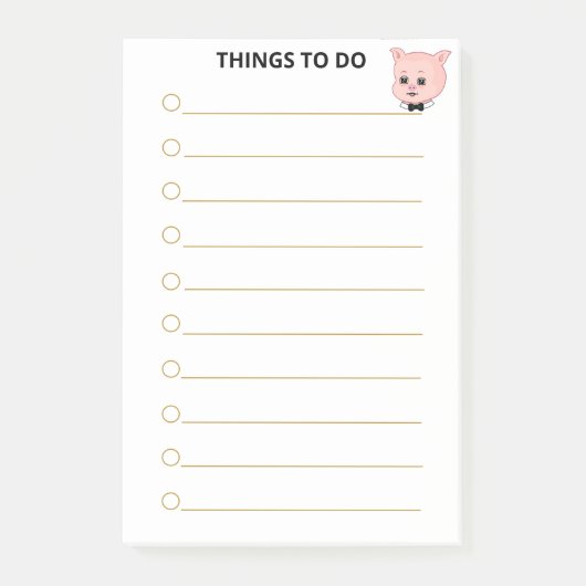 Aangepaste Dingen Om Te Doen Met Cute Varken Post-it® Notes (Voorkant)