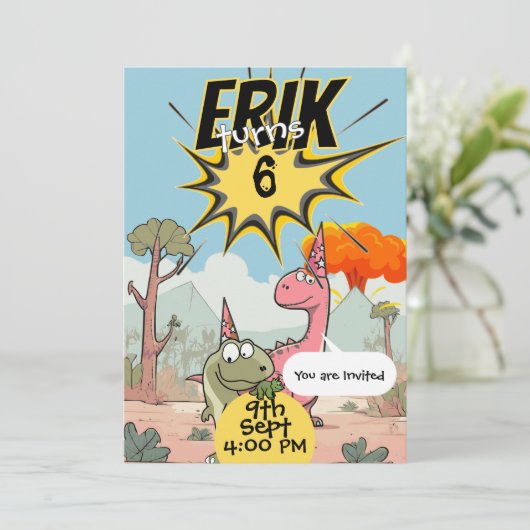 Aangepaste Dino 6e verjaardag voor Dino lover jong Kaart (Staand voorkant)