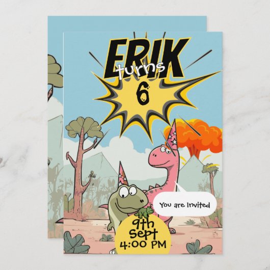 Aangepaste Dino 6e verjaardag voor Dino lover jong Kaart (Voorkant / Achterkant)