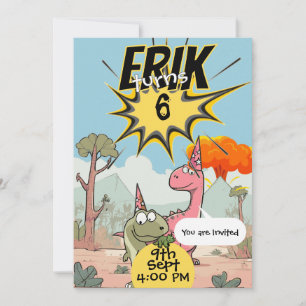 Aangepaste Dino 6e verjaardag voor Dino lover jong Kaart