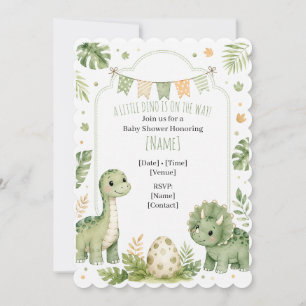 Aangepaste Dino Baby Shower Uitnodiging Cute Groen