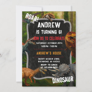 Aangepaste Dino Boy Dinosaur verjaardag T-Rex fees Kaart