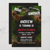 Aangepaste Dino Boy Dinosaur verjaardagsfeestje Kaart (Voorkant / Achterkant)