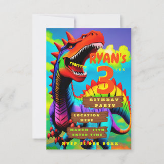 Aangepaste dino drieledige verjaardagsuitnodiging kaart