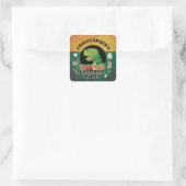 Aangepaste Dino Explorer Dinosaur Verjaardag Vierkante Sticker (Tas)