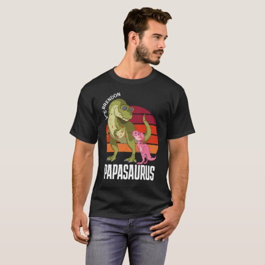 Aangepaste Dino Papasaurus Papa Vader Funny T-shirt (Voorkant volledig)