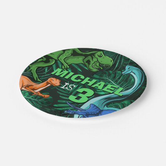 Aangepaste Dino Trex Jurassic Boy Dinosaurus Verja Papieren Bordje (Gekanteld)