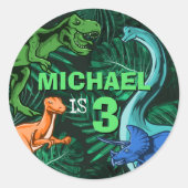 Aangepaste Dino Trex Jurassic Boy Dinosaurus Verja Ronde Sticker (Voorkant)
