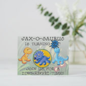 Aangepaste dino-uitnodiging uitnodiging briefkaart (Staand voorkant)