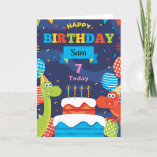 Aangepaste DINOSAUR-Birthday-kaart - Naam en leeft Kaart