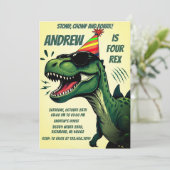 Aangepaste Dinosaur Dino Verjaardag Uitnodiging (Staand voorkant)