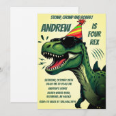 Aangepaste Dinosaur Dino Verjaardag Uitnodiging (Voorkant / Achterkant)