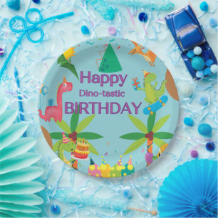 Aangepaste Dinosaurus Gelukkig Verjaardagsfeest Papieren Bordje