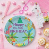 Aangepaste Dinosaurus Gelukkig Verjaardagsfeest Papieren Bordje (Feest)