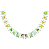 Aangepaste dinosaurus groen met 2 foto's vlaggetjes (Alle)