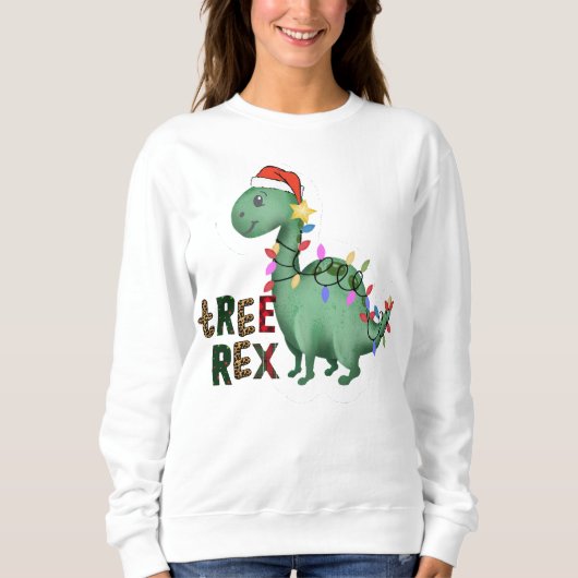 Aangepaste dinosaurus T-Rex kerstboom citaat Trui (Voorkant)