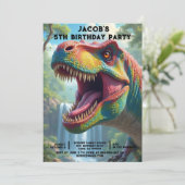 Aangepaste dinosaurus verjaardagsfeest uitnodiging (Staand voorkant)