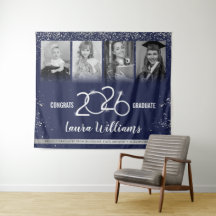 Aangepaste diploma-banner fotocollage blauw zilver