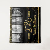 Aangepaste diploma-banner fotocollage Zwart Goud Wandkleed (Voorkant)