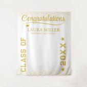 Aangepaste diploma foto banner, wit gouden decorat wandkleed (Voorkant)