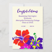 Aangepaste diploma-uitnodiging Hibiscus Kunst Ecru (Voorkant)