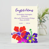 Aangepaste diploma-uitnodiging Hibiscus Kunst Ecru (Staand voorkant)