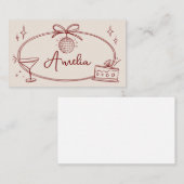 Aangepaste disco boog verjaardag beige rode plaats plaatskaartje (Voorkant / Achterkant)