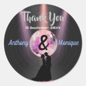 Aangepaste Disco Bruiloft Ronde Sticker (Voorkant)
