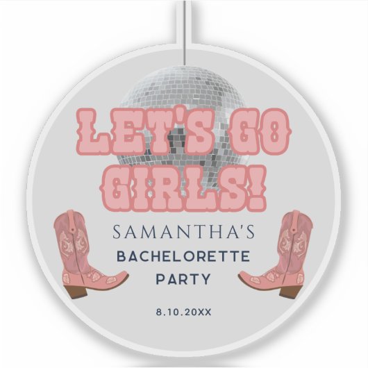 Aangepaste Disco Cowgirl Bachelorette Party Sticker (Voorkant)