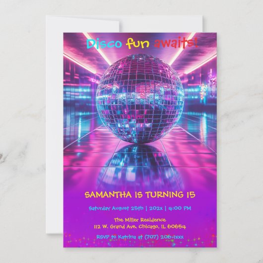 Aangepaste Disco Feest Uitnodiging - Bewerkbaar On (Voorkant)